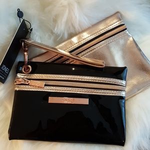 Black and Rose Gold Set of 2 Make-up Bags, NWT